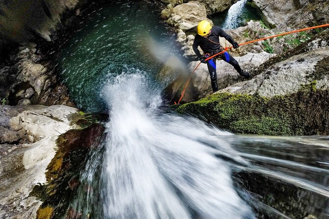 5Hrs Advanced Canyoning (50m) 12 Rappels (Pickup, Lunch & GoPro) - A route built from slides, jumps, and rappels