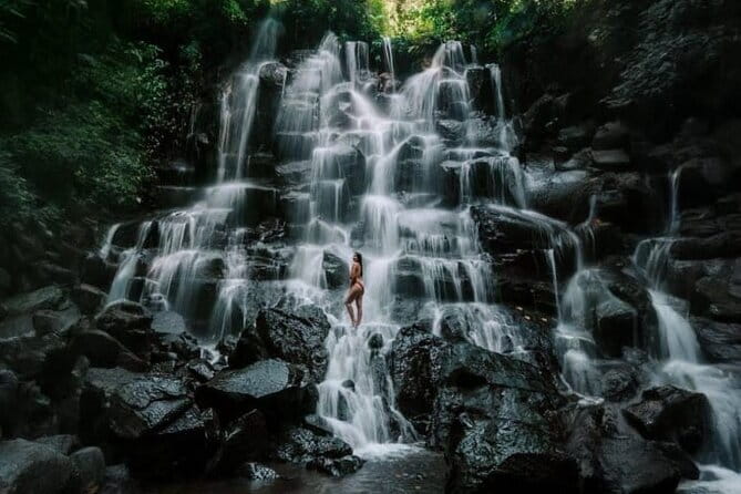Bali Ubud Tour Monkey Forest, Waterfall, Temple & Rice Terrace - Cooling off at Kanto Lampo Waterfall